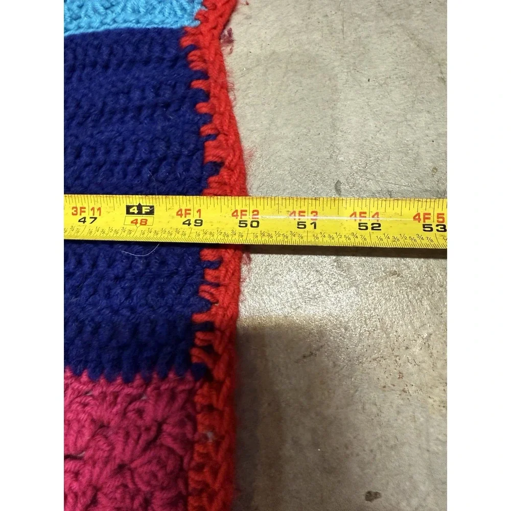 Vintage Handmade‎ Crochet Afghan Blanket Multicolor Granny Squares 66x50